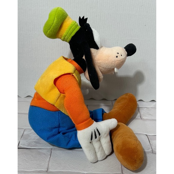 Disney Goofy Plush Stuffed Animal Toy Orange Shirt Blue Pants Green Hat - Picture 3 of 7